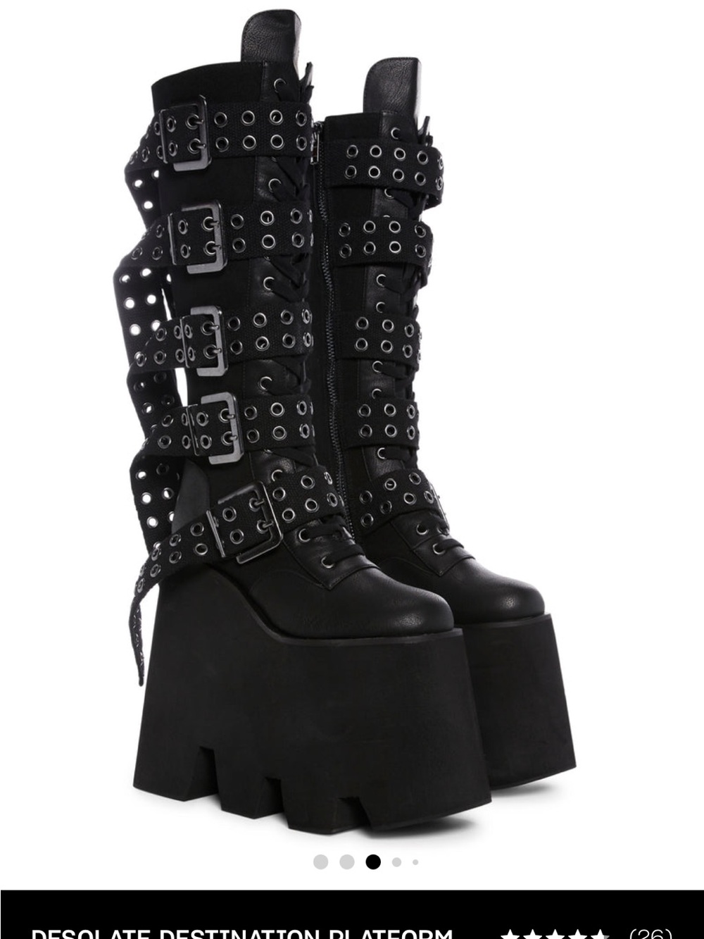 Dolls Kill Black Multi-Buckle Platform Knee Boots - Picture 5 of 5